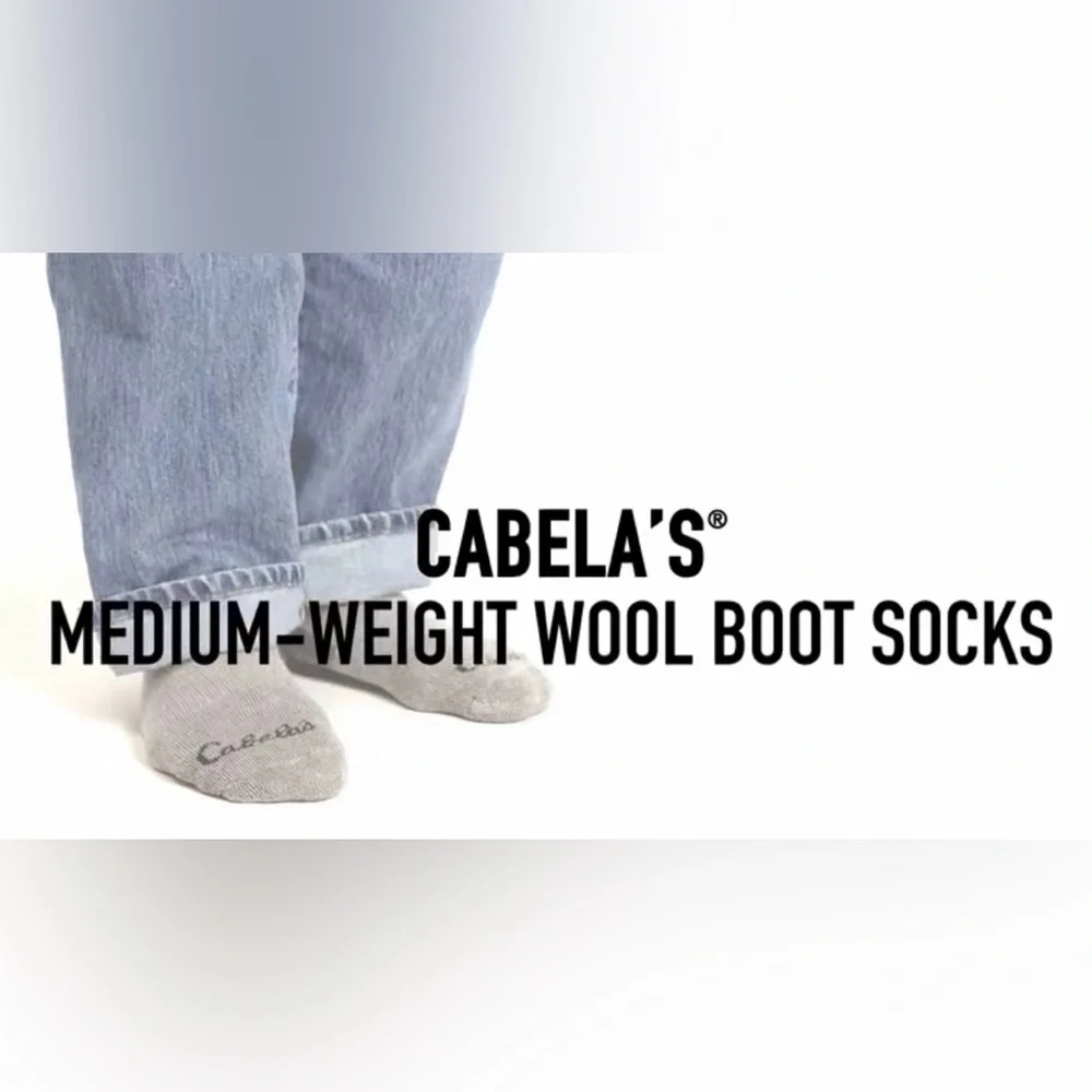 Cabela's Medium-Weight Wool Boot Socks for Men Gray Size Large 9-12